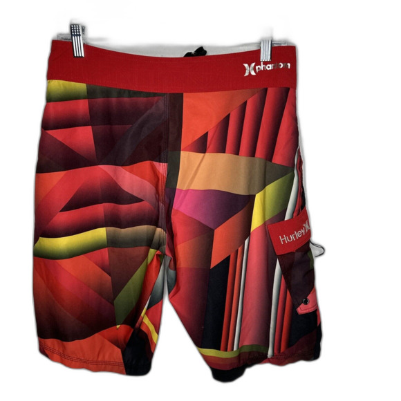 HURLEY Buckle Phantom Unlined Board Surf Swim Shorts Red Striped Mens Size 29 - Picture 9 of 12